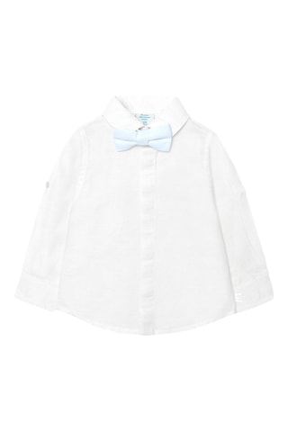 Linnen Overhemd en Vlinderdas  - Wit en blauw