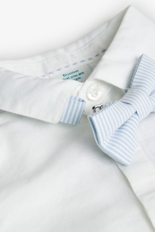 Linnen Overhemd en Vlinderdas  - Wit en blauw