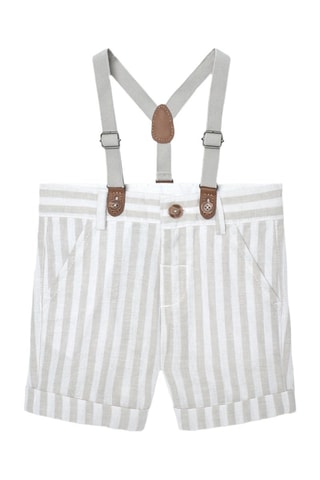 Linnen Bermuda - Wit en beige