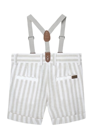 Linnen Bermuda - Wit en beige
