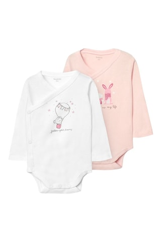 2 Biologisch Katoenen Rompertjes  - Wit en roze