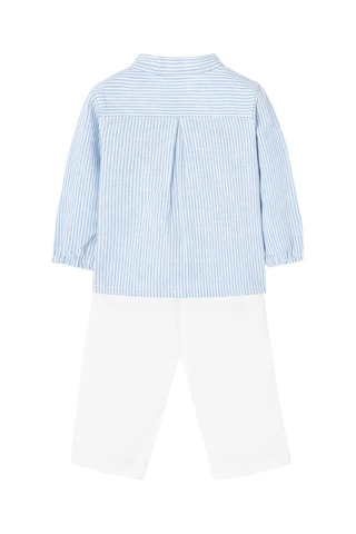 Linnen Blouse en Broek - Wit en blauw