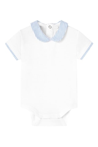 Rompertje en Tuinshort - Wit en blauw