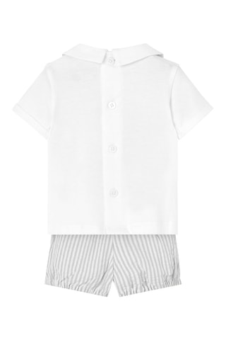 Polo Trompe-l'oeil en Short - Wit en grijs