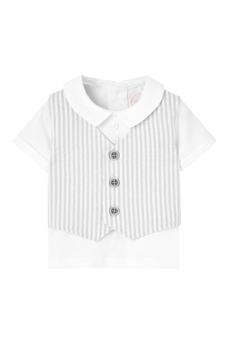 Polo Trompe-l'oeil en Short - Wit en grijs