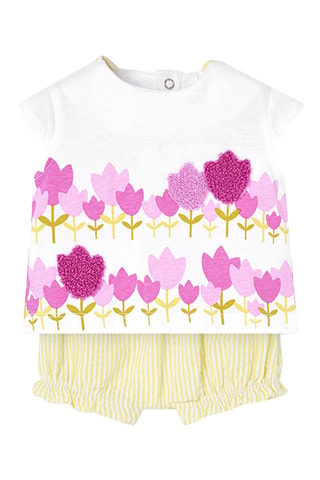 T-shirt en Bloomer  - Wit en geel