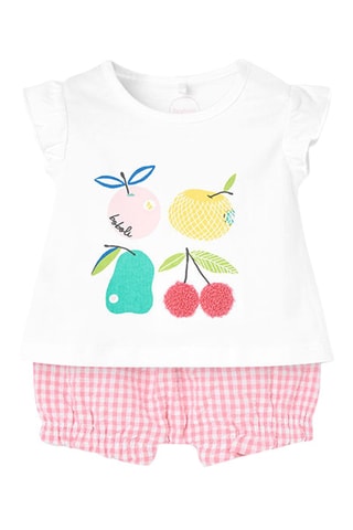 T-shirt en Bloomer  - Wit en roze