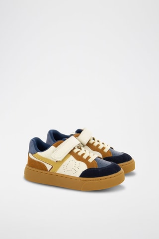 Sapatilhas em couro - Cru e azul-marinho