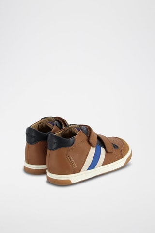 Sapatilhas em couro - Camel e azul-marinho