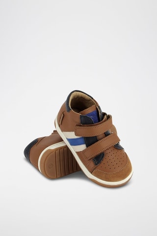 Sapatilhas em couro - Camel e azul-marinho
