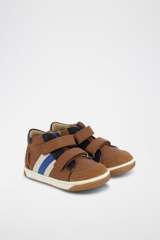 Sapatilhas em couro - Camel e azul-marinho