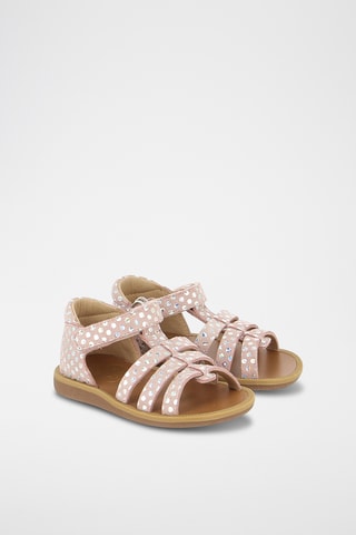 Sandálias romanas em couro Poppy Strap - Rosa