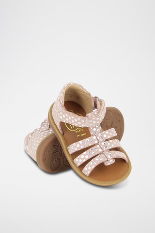 Sandálias romanas em couro Poppy Strap - Rosa