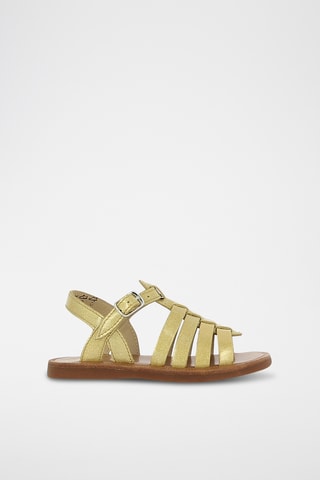 Sandálias romanas em couro Plagette Strap - Dourado