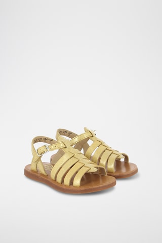 Sandálias romanas em couro Plagette Strap - Dourado