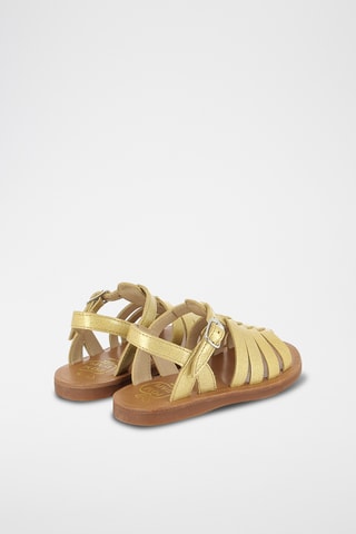 Sandálias romanas em couro Plagette Strap - Dourado