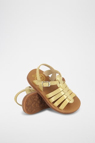 Sandálias romanas em couro Plagette Strap - Dourado
