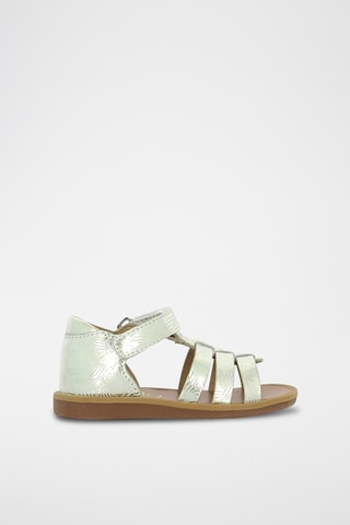 Sandálias romanas em couro Poppy Strap - Prateado