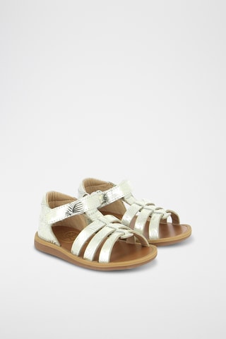 Sandálias romanas em couro Poppy Strap - Prateado