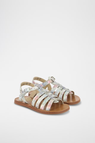 Sandálias romanas em couro Plagette Strap - Branco