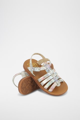 Sandálias romanas em couro Plagette Strap - Branco
