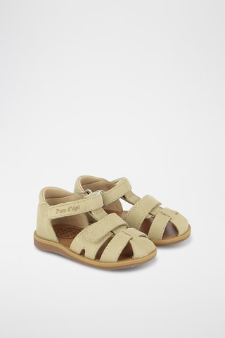 Sandálias em couro Poppy Boy Strap - Bege