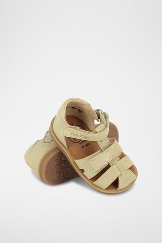 Sandálias em couro Poppy Boy Strap - Bege