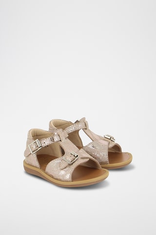 Sandálias em couro Poppy Buckle - Nude
