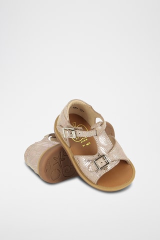 Sandálias em couro Poppy Buckle - Nude