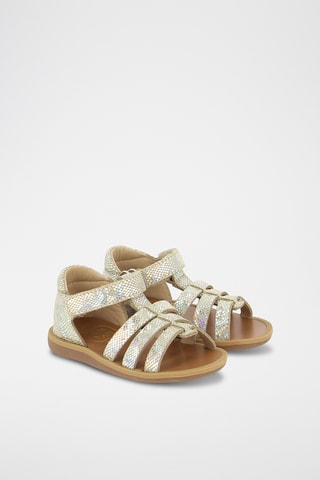 Sandálias romanas em couro Poppy Strap - Dourado