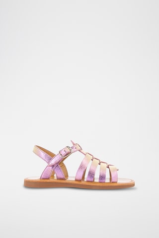 Sandálias romanas em couro Plagette Strap - Rosa