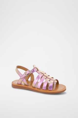 Sandálias romanas em couro Plagette Strap - Rosa
