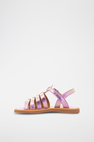 Sandálias romanas em couro Plagette Strap - Rosa