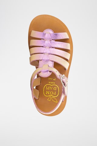 Sandálias romanas em couro Plagette Strap - Rosa