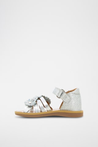 Sandálias em couro Poppy Multi Flo- Prateado