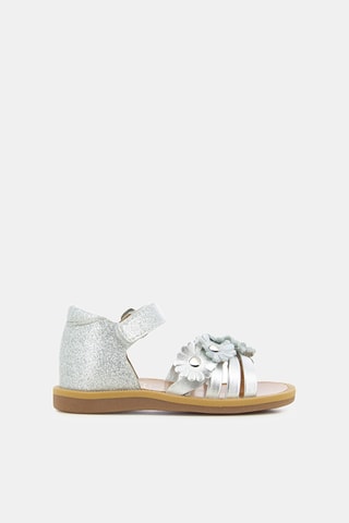 Sandálias em couro Poppy Multi Flo- Prateado
