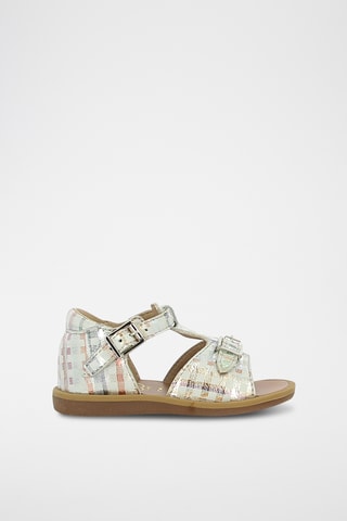 Sandálias em couro Poppy Buckle - Bege