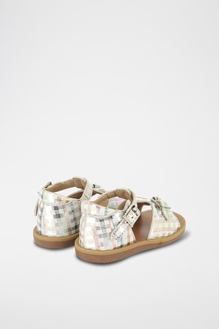 Sandálias em couro Poppy Buckle - Bege