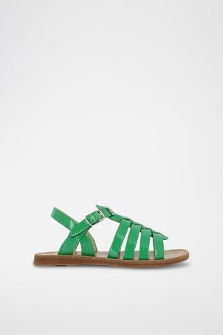 Sandálias romanas em couro Plagette Strap - Verde
