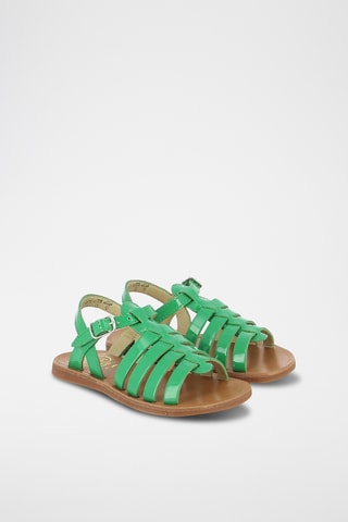 Sandálias romanas em couro Plagette Strap - Verde