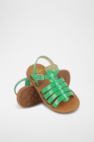 Sandálias romanas em couro Plagette Strap - Verde
