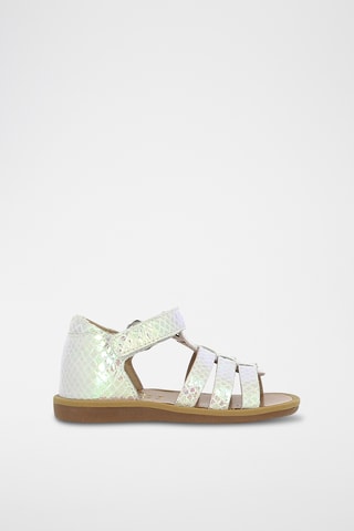 Sandálias romanas em couro Poppy Strap - Branco