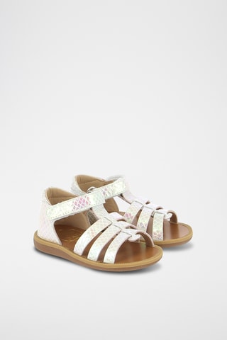 Sandálias romanas em couro Poppy Strap - Branco