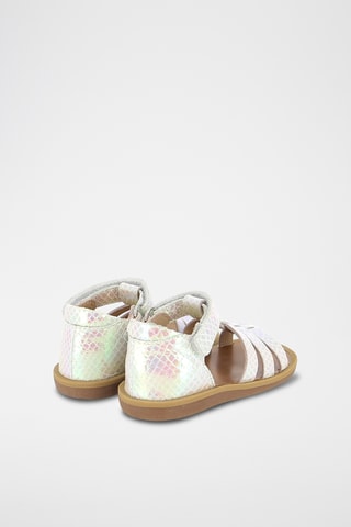 Sandálias romanas em couro Poppy Strap - Branco