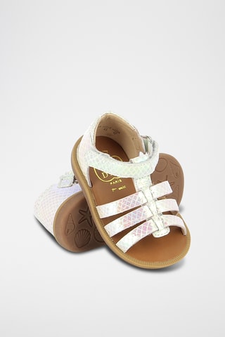 Sandálias romanas em couro Poppy Strap - Branco