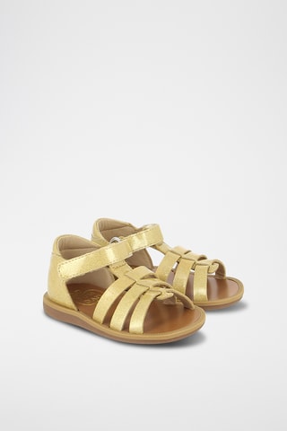 Sandálias romanas em couro Poppy Strap - Dourado