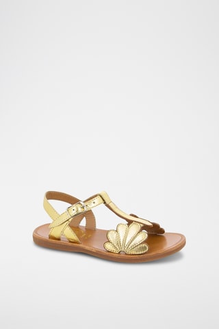 Sandálias em couro Plagette Bloom - Dourado