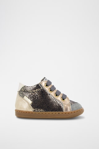 Sapatilhas subidas em couro Bouba Zip Box - Dourado