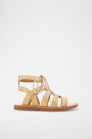 Sandálias romanas em couro Plagette Guily Strap - Nude