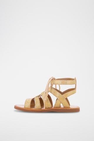 Sandálias romanas em couro Plagette Guily Strap - Nude